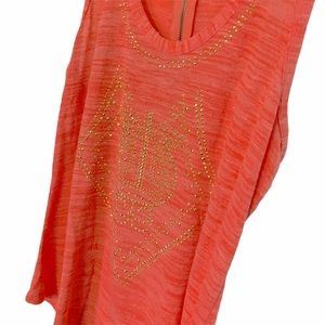 Rue 21 Coral and Gold Embellished Tank Top